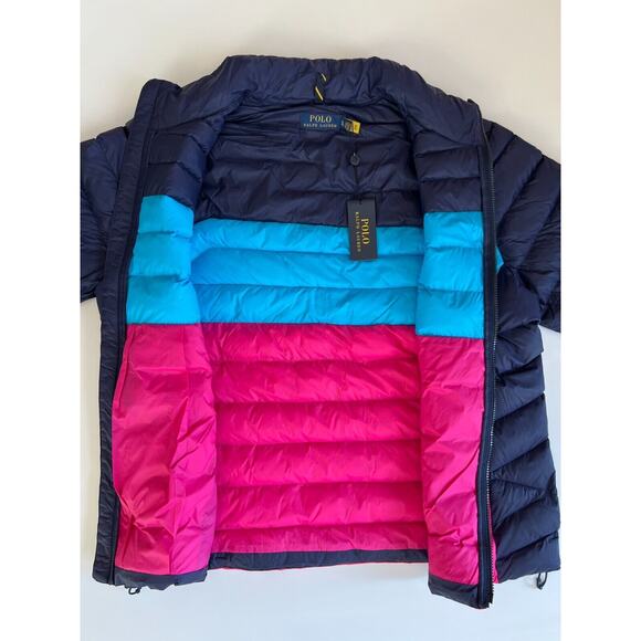 Polo Ralph Lauren Men Navy Multi Colorblock Packable Water Repellent Jacket XL🛒 - Picture 5 of 12